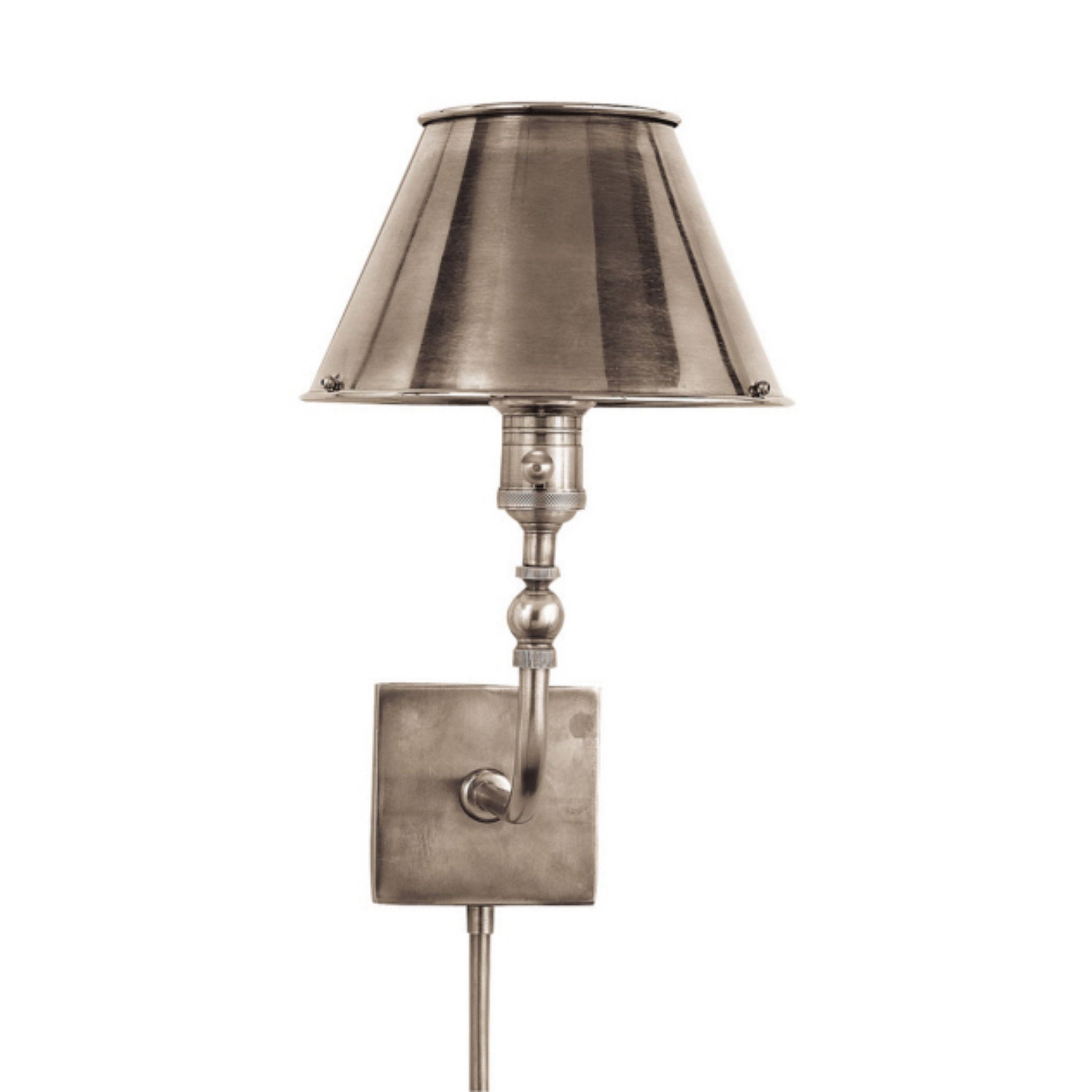 Visual Comfort French Single Sconce in Hand-Rubbed Antique Brass with Linen  Shade