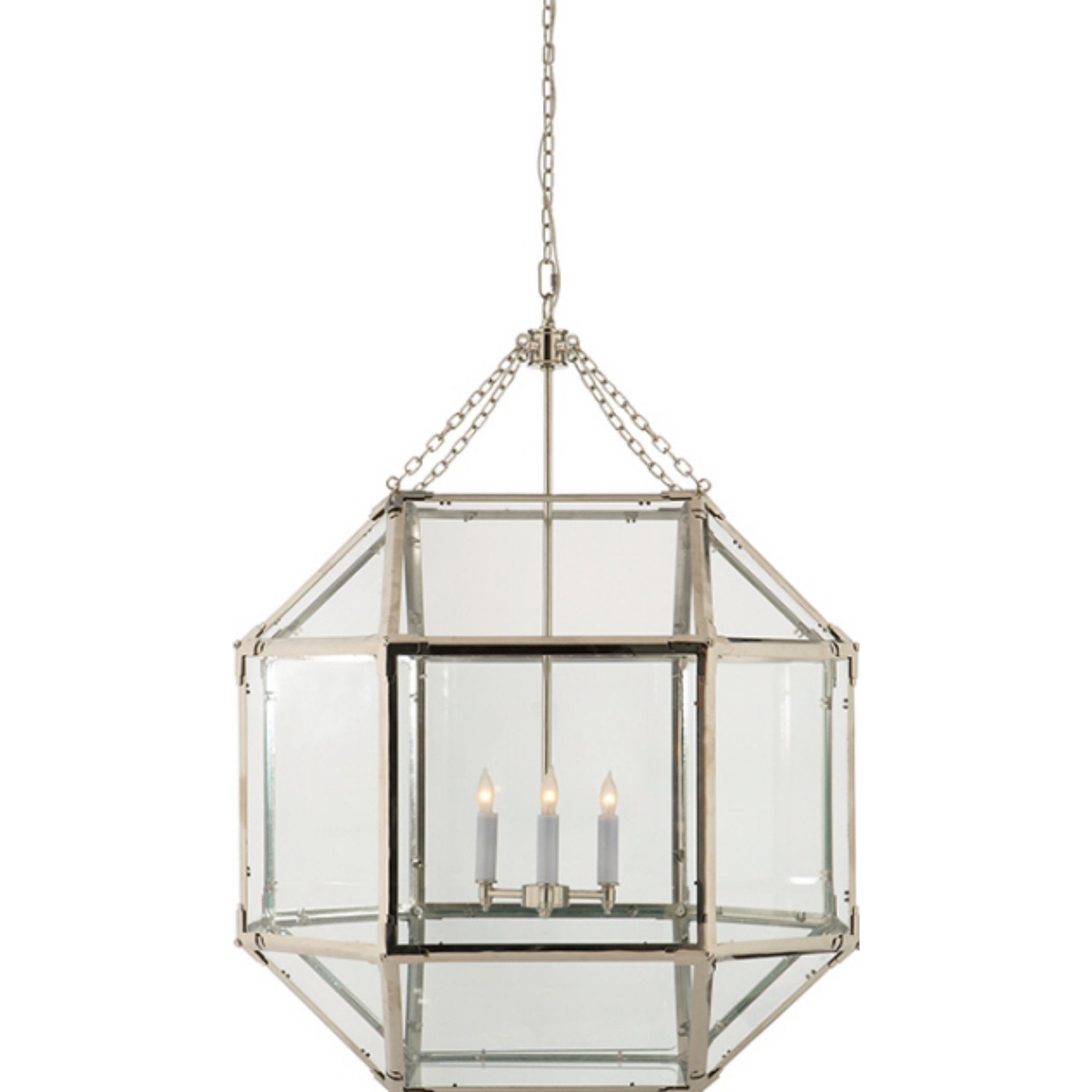 Visual Comfort Signature - SK 5009PN-CG - Three Light Lantern - Morris - Polished Nickel