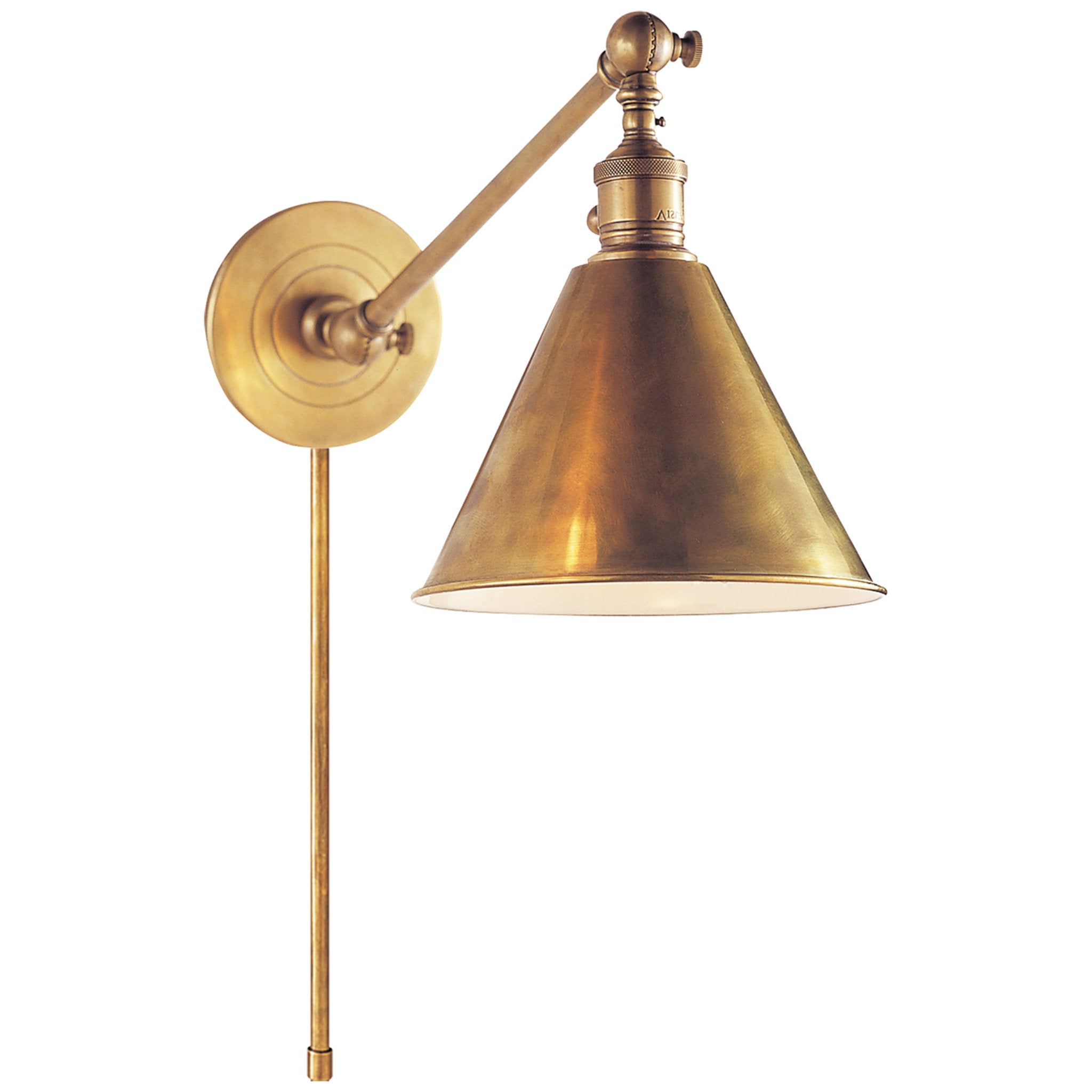 Visual Comfort Signature Collection  Visual Comfort S2500HAB-L Primitive  18.25 inch 100 watt Hand-Rubbed Antique Brass Swing Arm Wall Light in Linen
