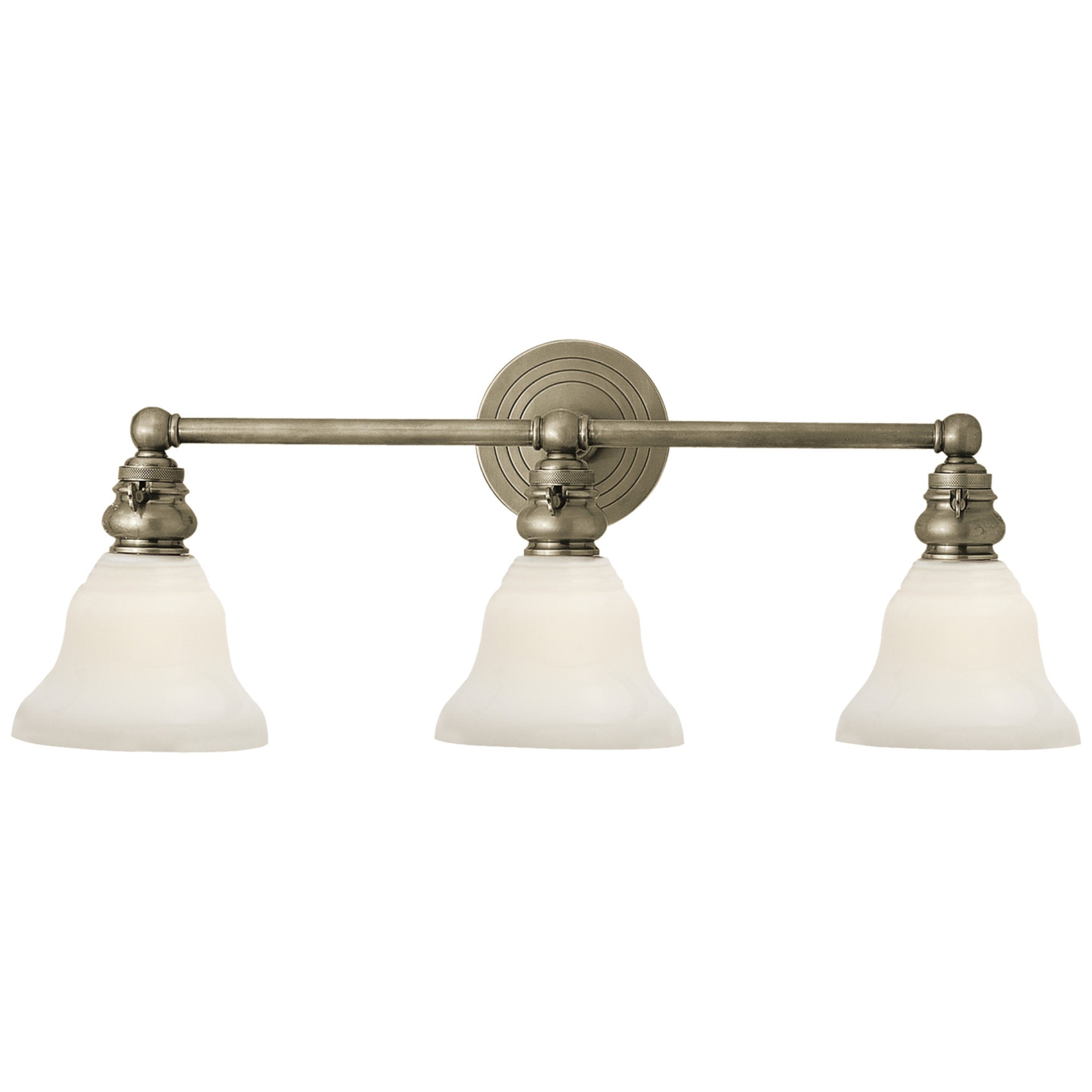 Chapman & Myers Boston Functional Double Light in Hand-Rubbed Antique Brass  with White Glass