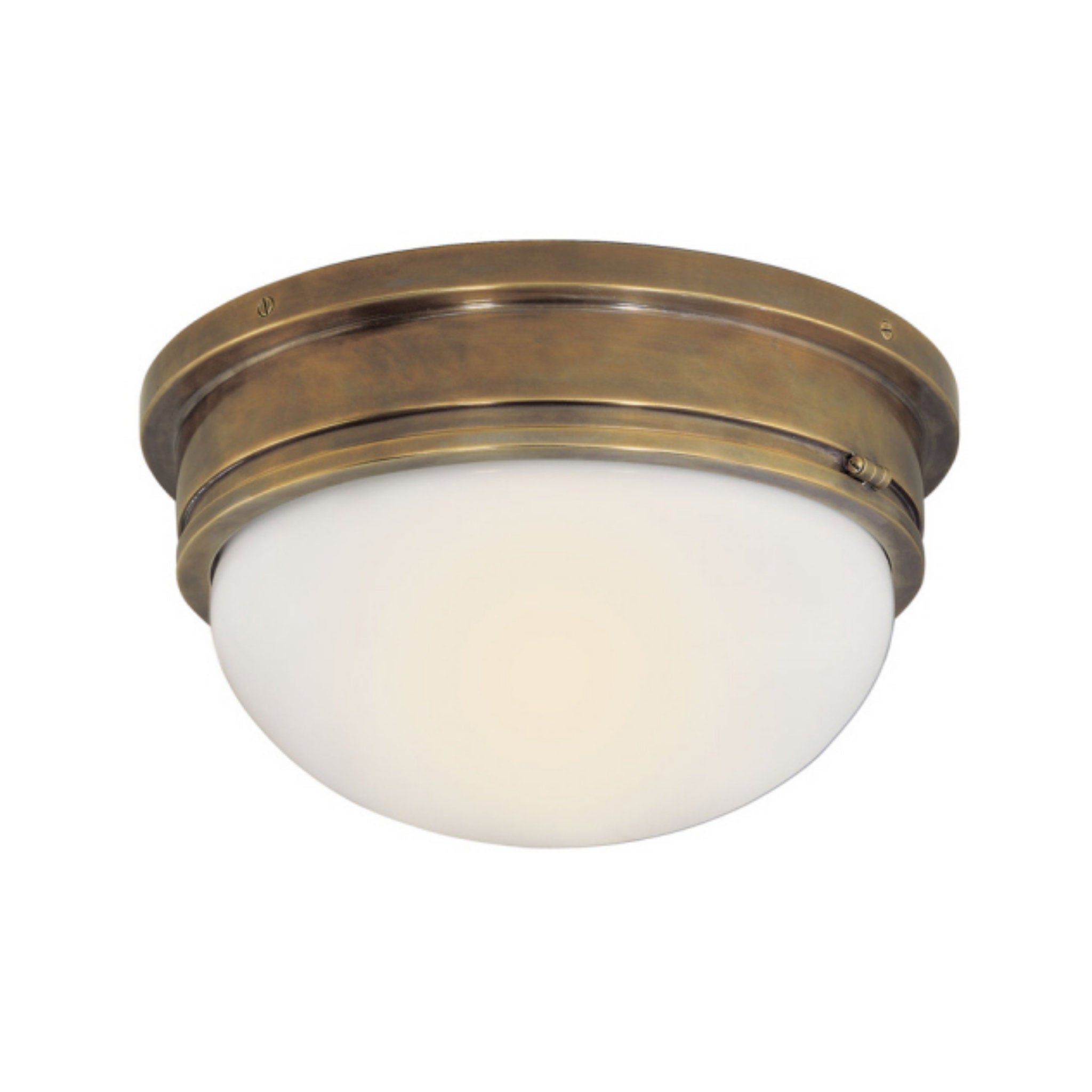 CLARK, Ceiling lamp Flush Mount in Hand-Rubbed Antique Brass with White  Glass By Visual Comfort Europe