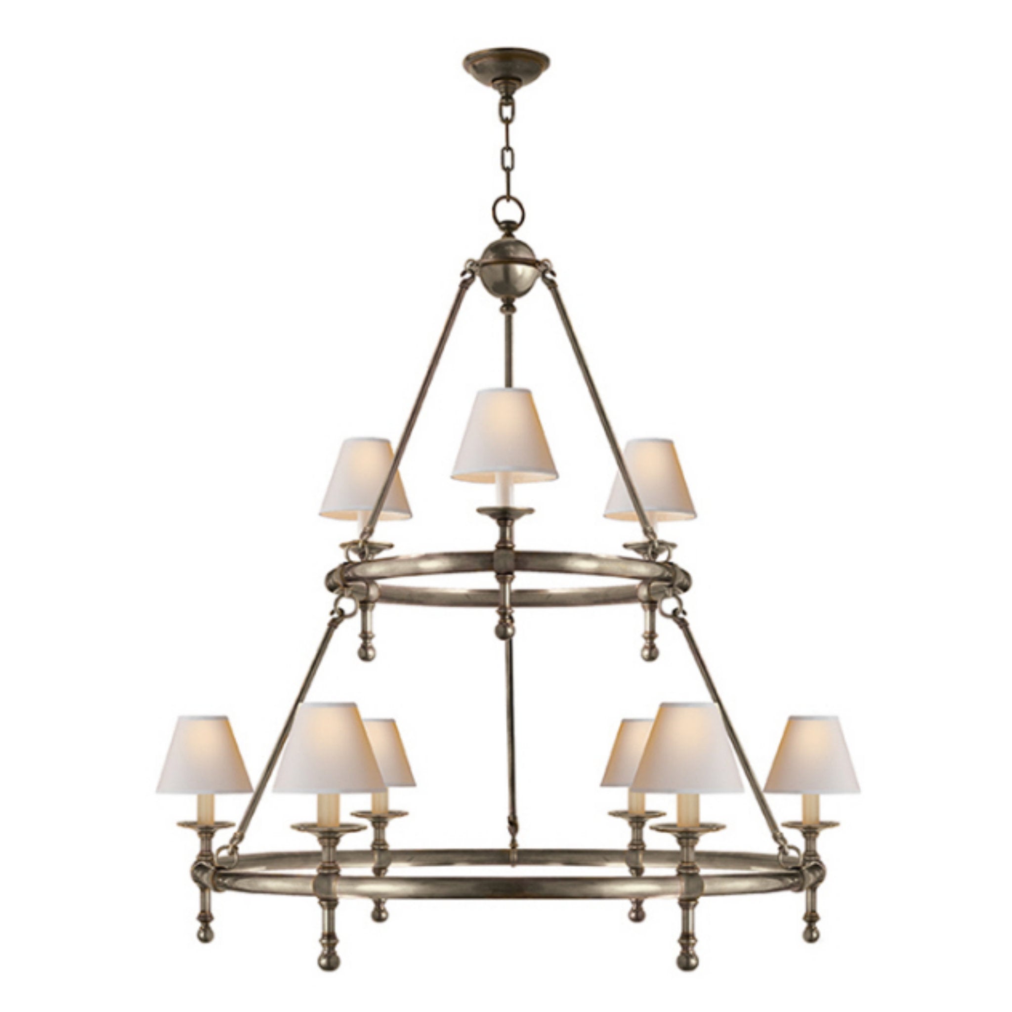 Chapman & Myers Ruhlmann Large Chandelier in Antique Nickel with Natur