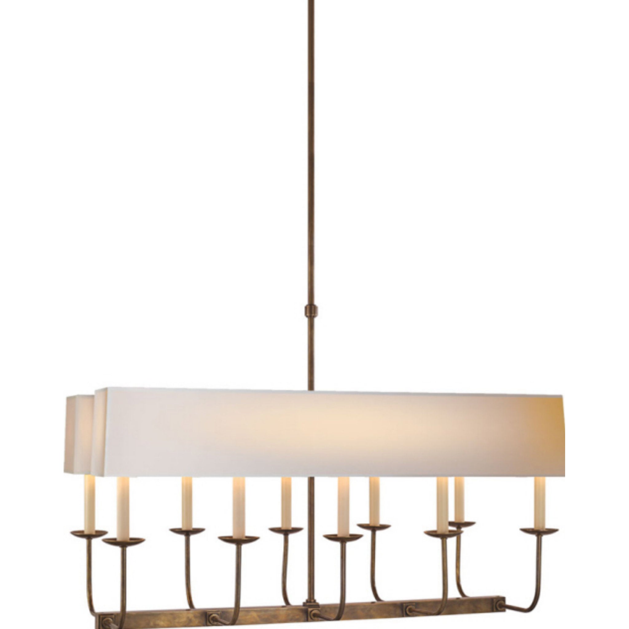 Chapman & Myers Linear Branched Chandelier in Bronze with Natural Pape