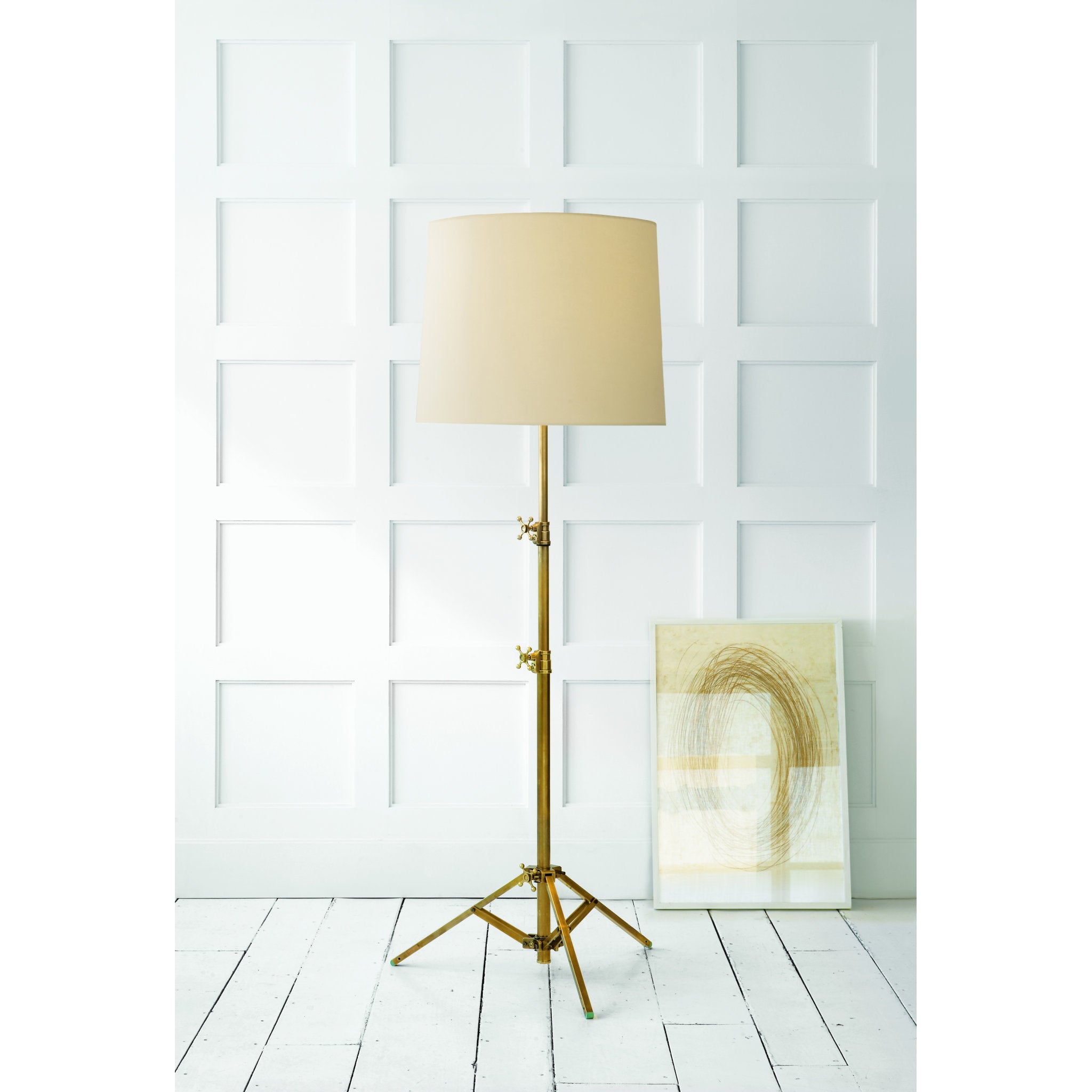 brass studio floor lamp