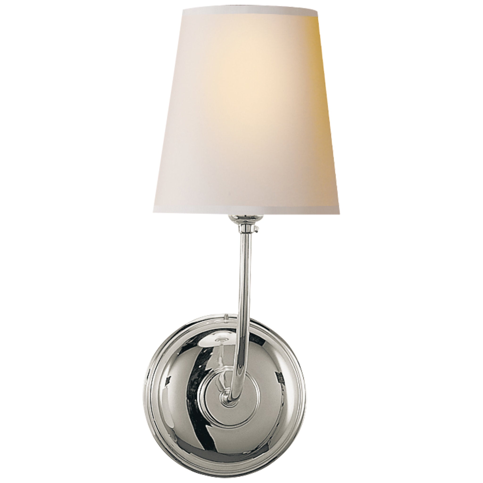 Thomas O'Brien Hulton Sconce in Polished Nickel with Crystal Backplate