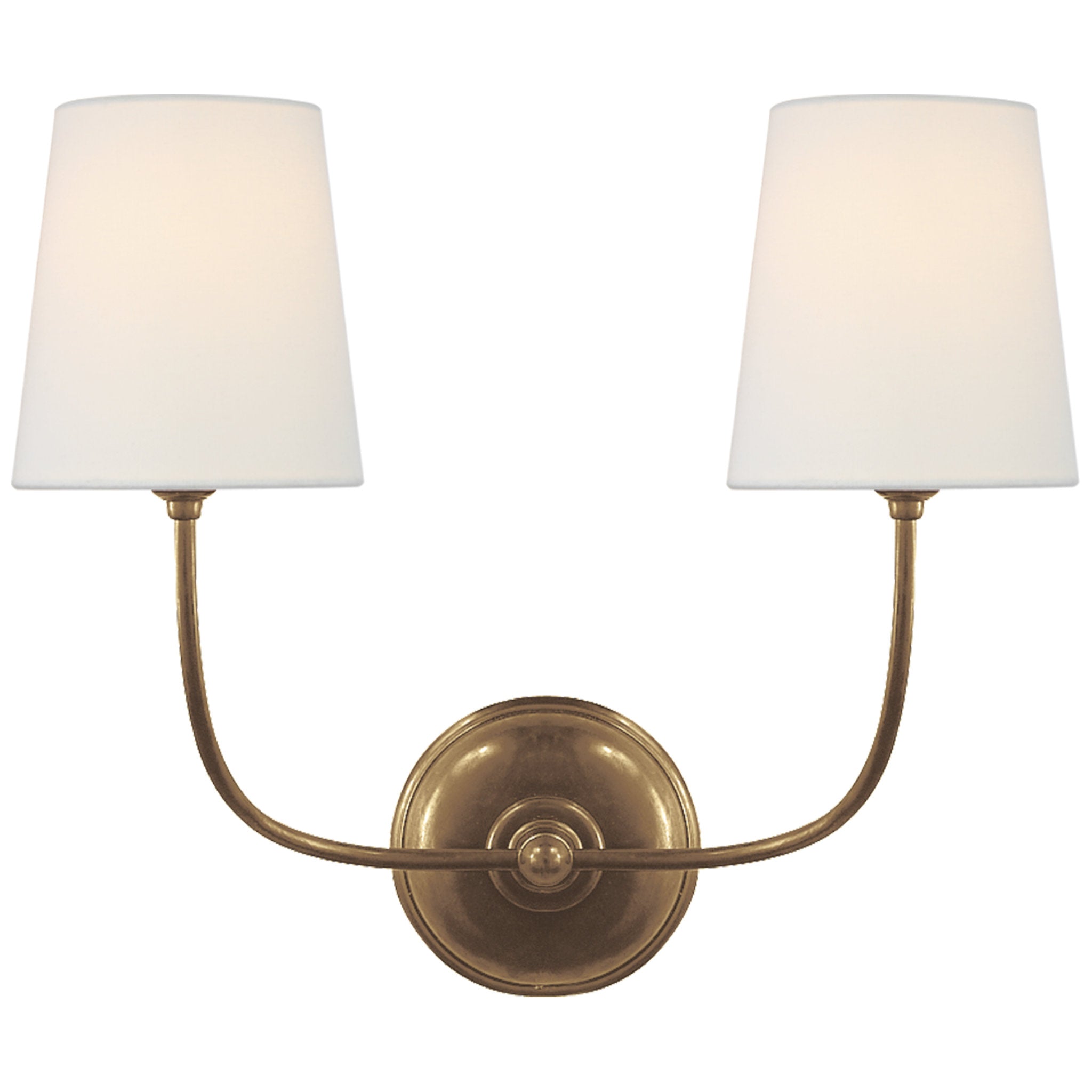 Visual Comfort Signature Elle Swing Arm Sconce In Hand-Rubbed Antique Brass  And Dark Rattan With Linen Shade By Suzanne Kasler