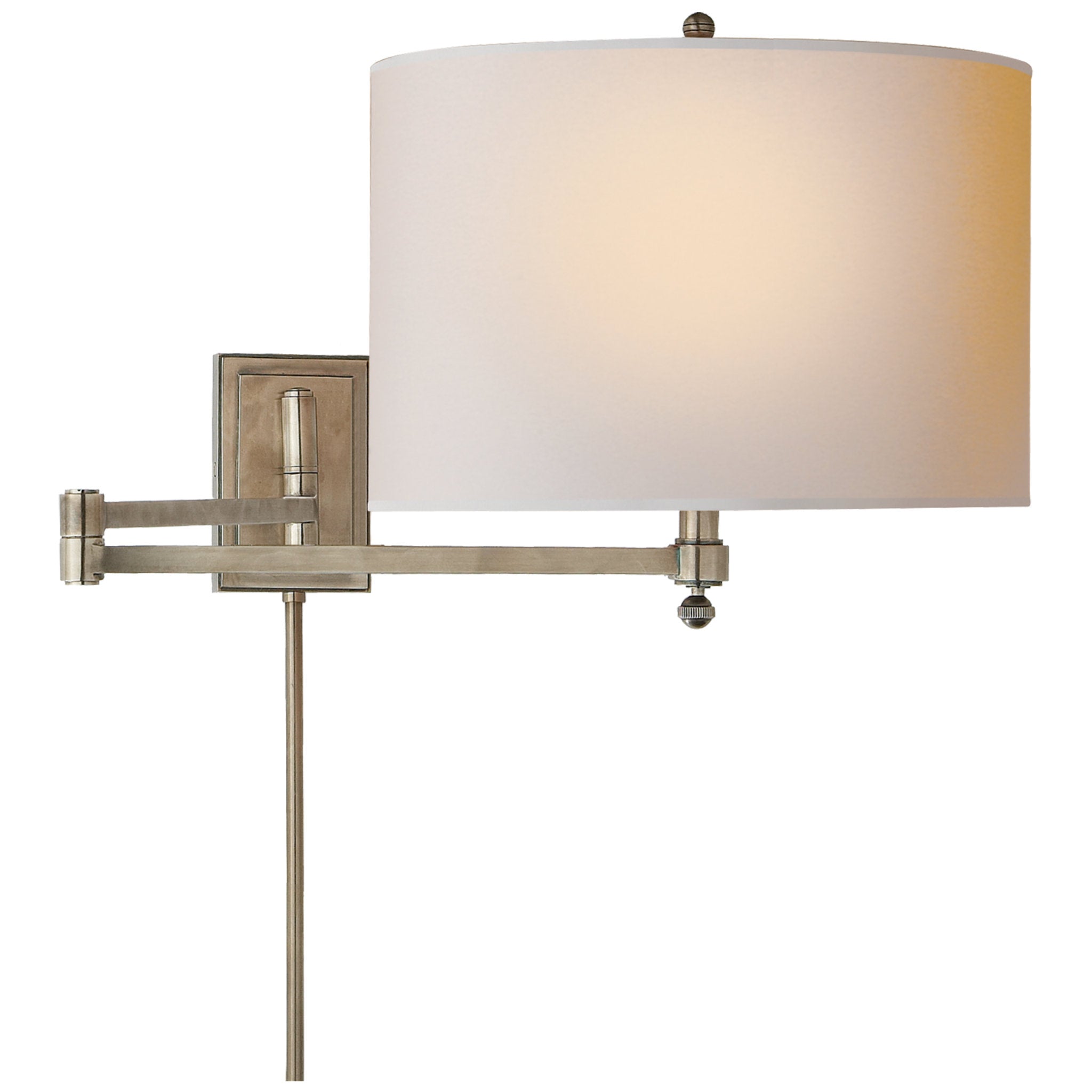 Visual Comfort Studio TOB by Thomas O'Brien TW1031BBS Beckham Classic 1  Light 17 Inch Tall Wall Sconce in Burnished Brass with White Linen Fabric  Shade