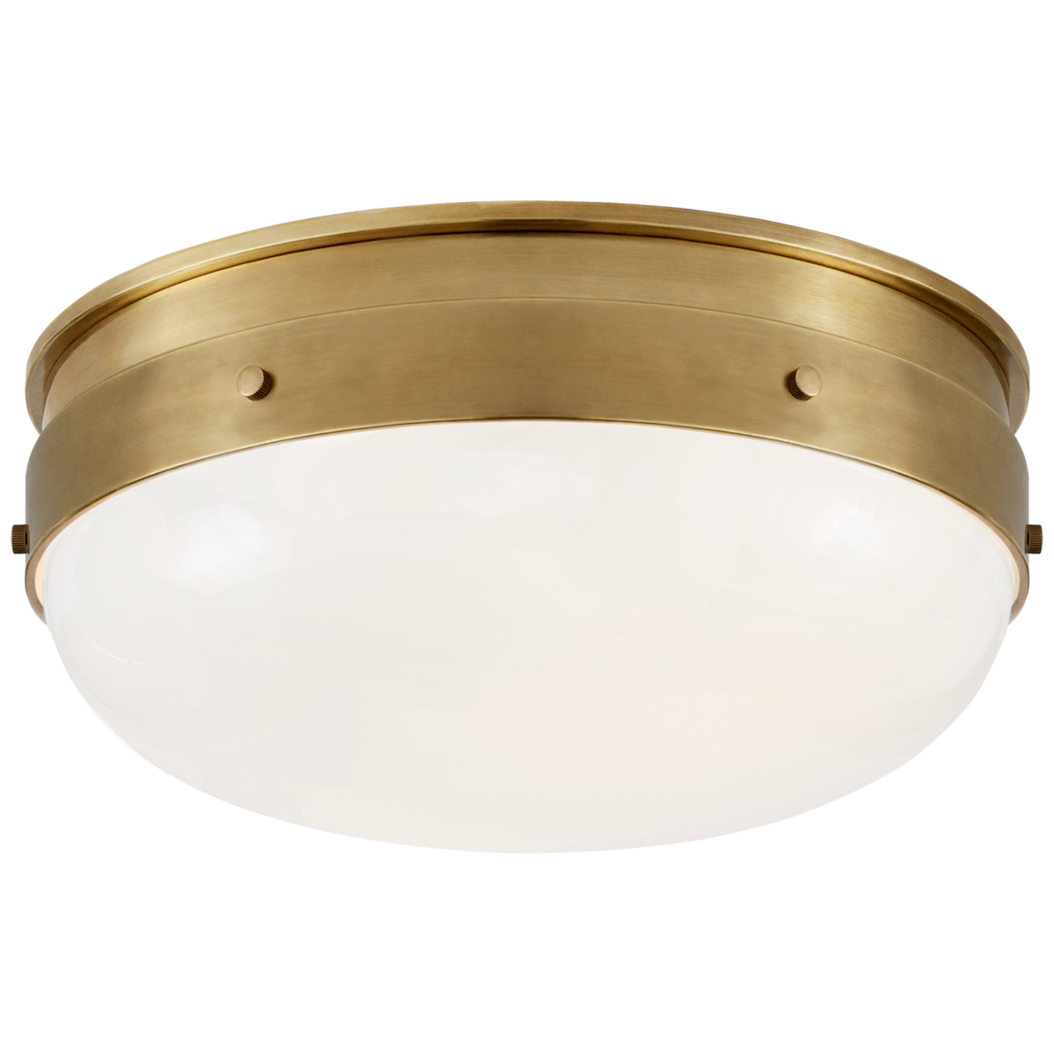 Visual Comfort Siena Small Flush Mount in Hand-Rubbed Antique Brass with  White Glass