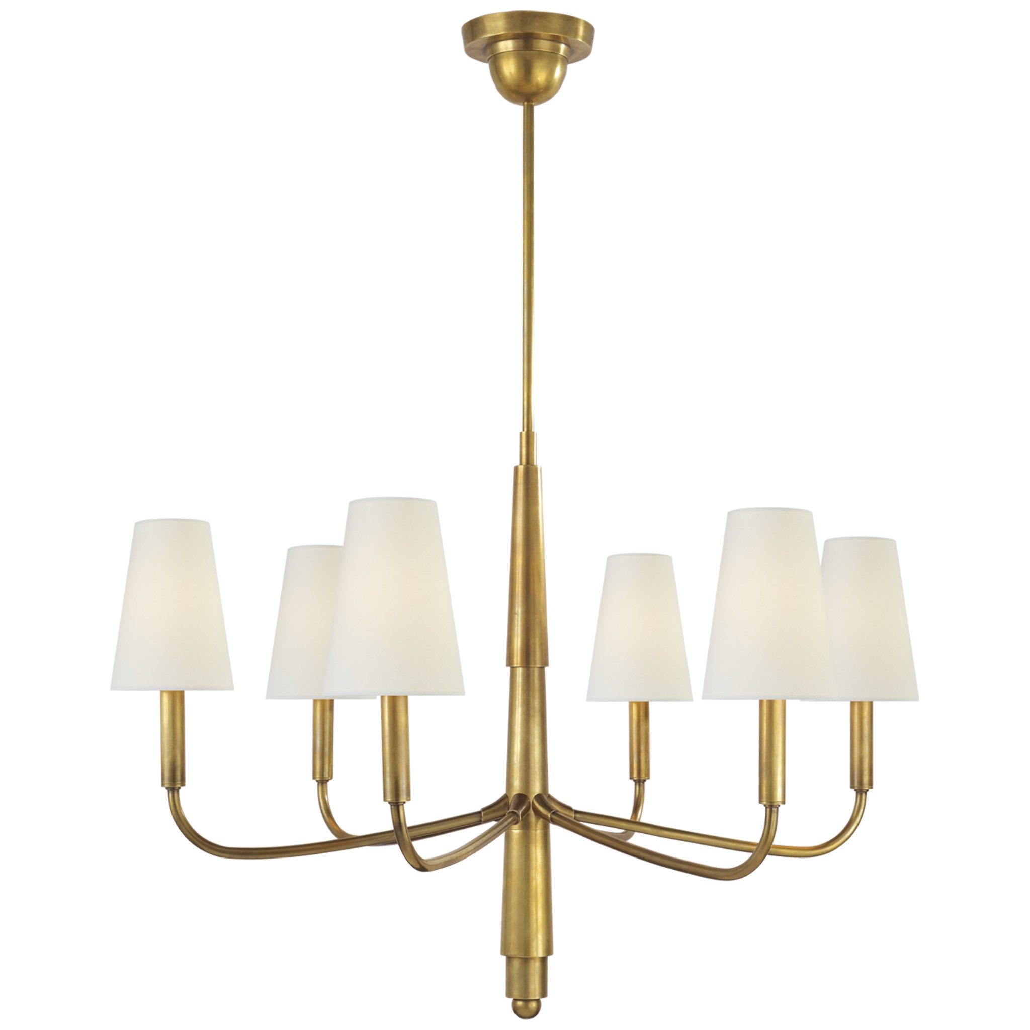 Visual Comfort Bryant Modern Antique Brass Linen Shade Ring Chandelier  Oversized (Greater than 35 W)