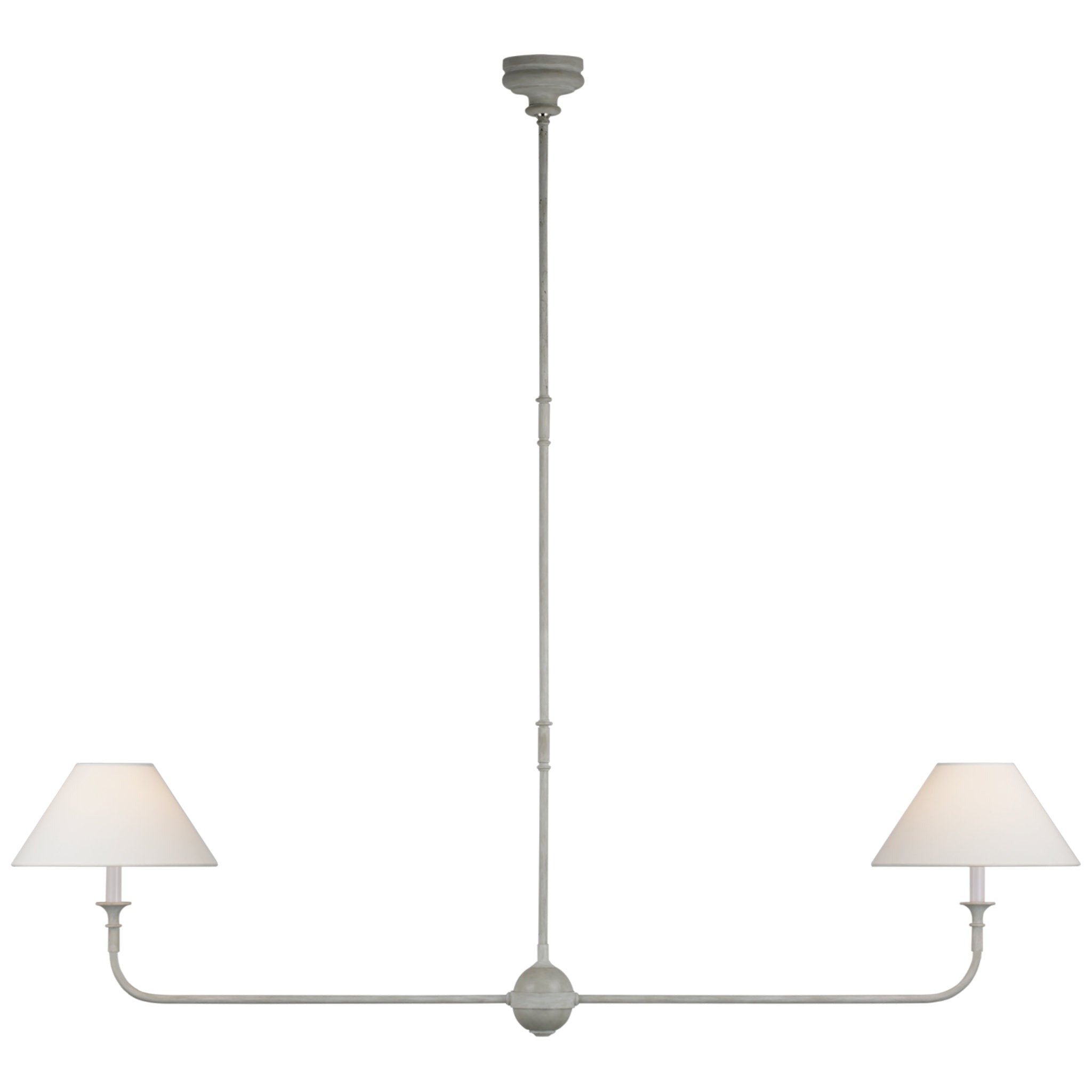 Thomas O Brien Piaf Large Two Light Linear Pendant in Plaster White wi