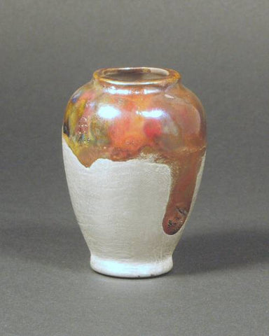 Raku Vase with silver slip decoration