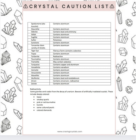 Crystal caution list 