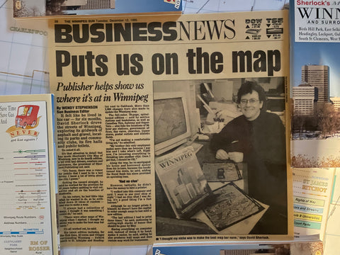 A photograph of a cutout of a newspaper article from 1995 titled "Put of on the map".