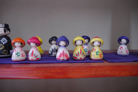 Kawaii Kokeshi dolls by Yoshinobu Kakizawa
