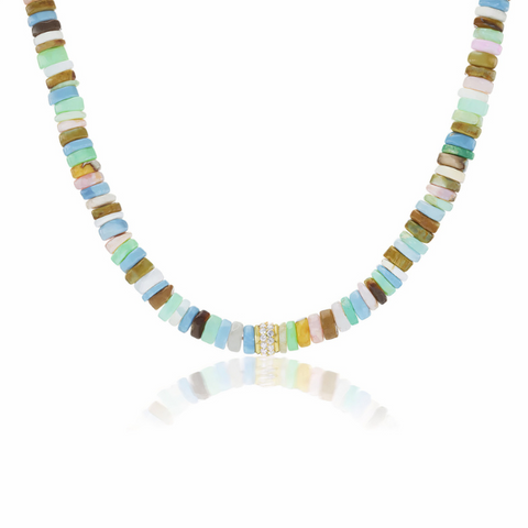 HEISHI BEAD NECKLACE DIAMOND MULTI-COLOR