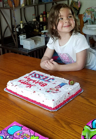 Jess's first birthday cake which is Dairy Free