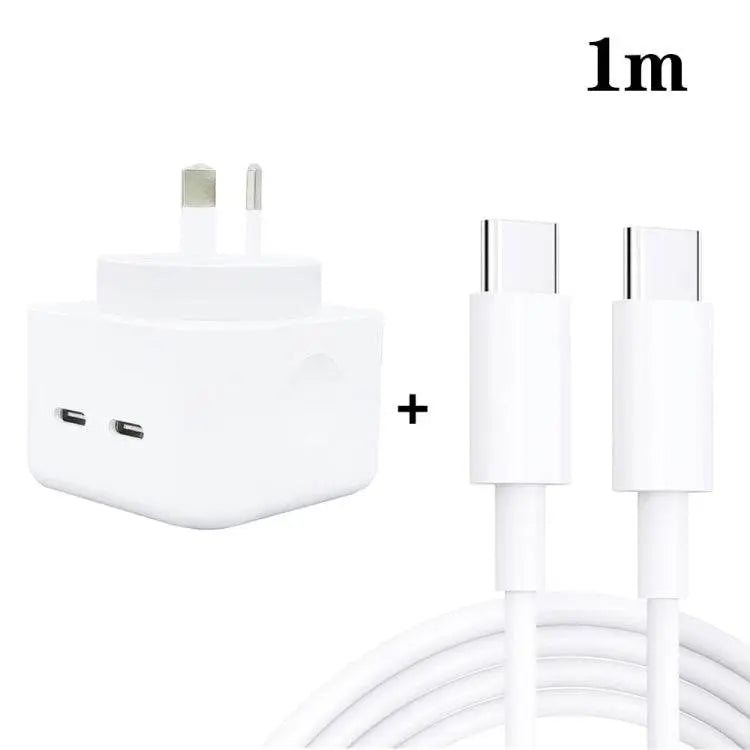 SDC-40W Dual PD USB-C / Type-C Ports Charger with Dual Type-C Cable, AU Plug, AU Plug + 1m Type-C Cable, AU Plug + 2m Type-C Cable