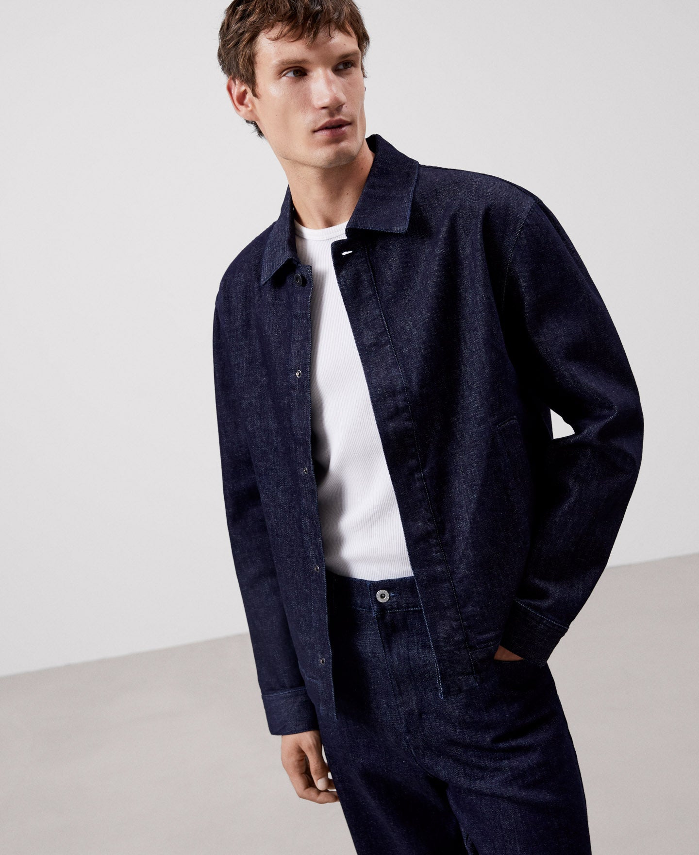 Navy Blue Demin Overshirt In Recycled Materials | Adolfo Dominguez ...