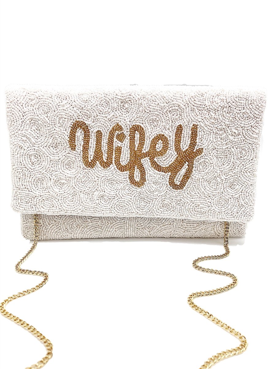 WIFEY Beaded Clutch Bag