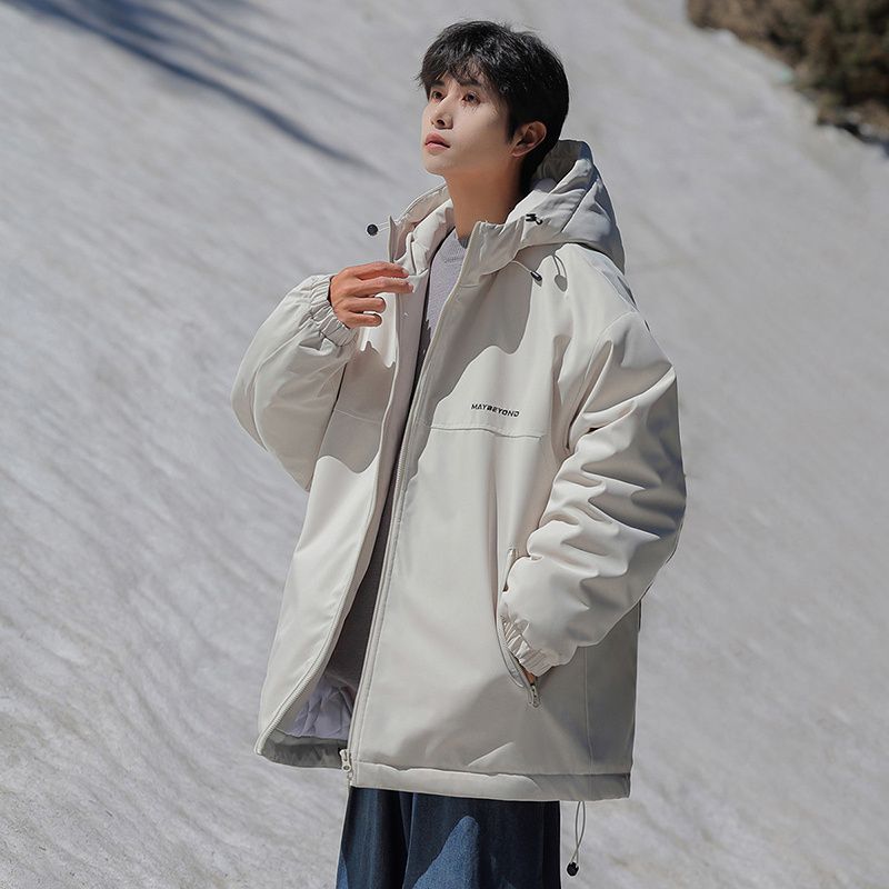Windproof and Waterproof Men's Puffer Jacket with Drawstring Hem
