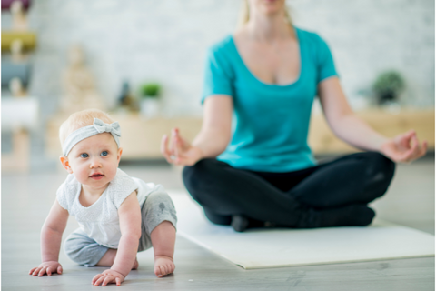 mom and baby yoga meditation