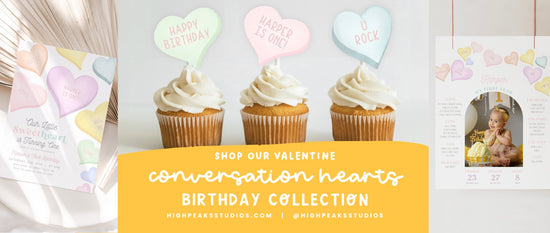 Shop Our Valentine Conversation Hearts Birthday Collection - High Peaks Studios