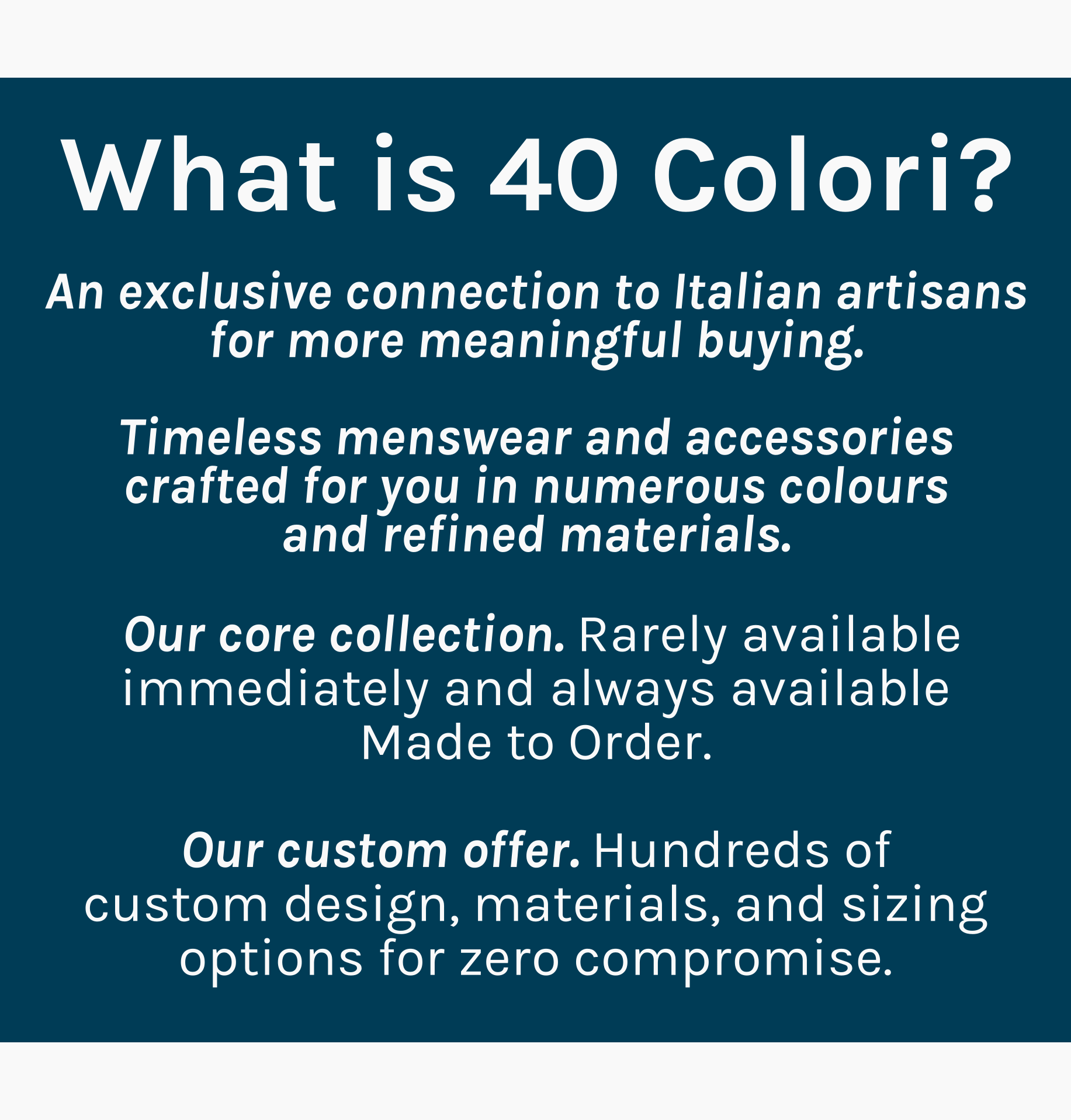 40 Colori Services | Made in Italy Custom Menswear