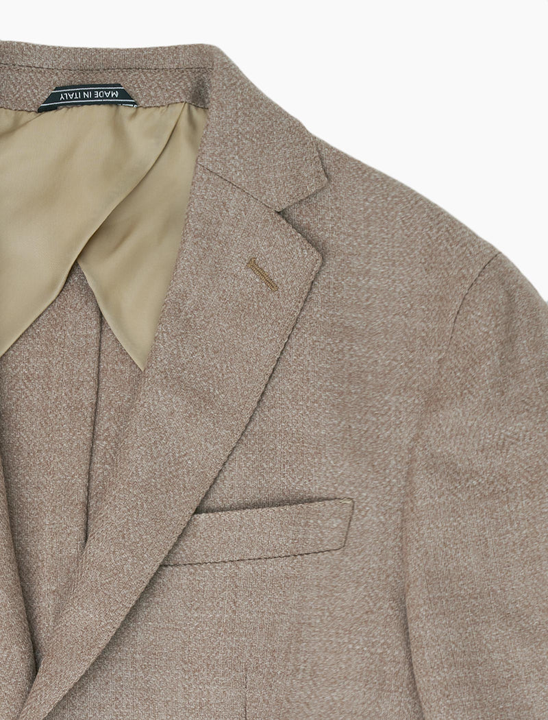 Men's Light Beige Herringbone Wool & Cashmere Blazer | 40 Colori