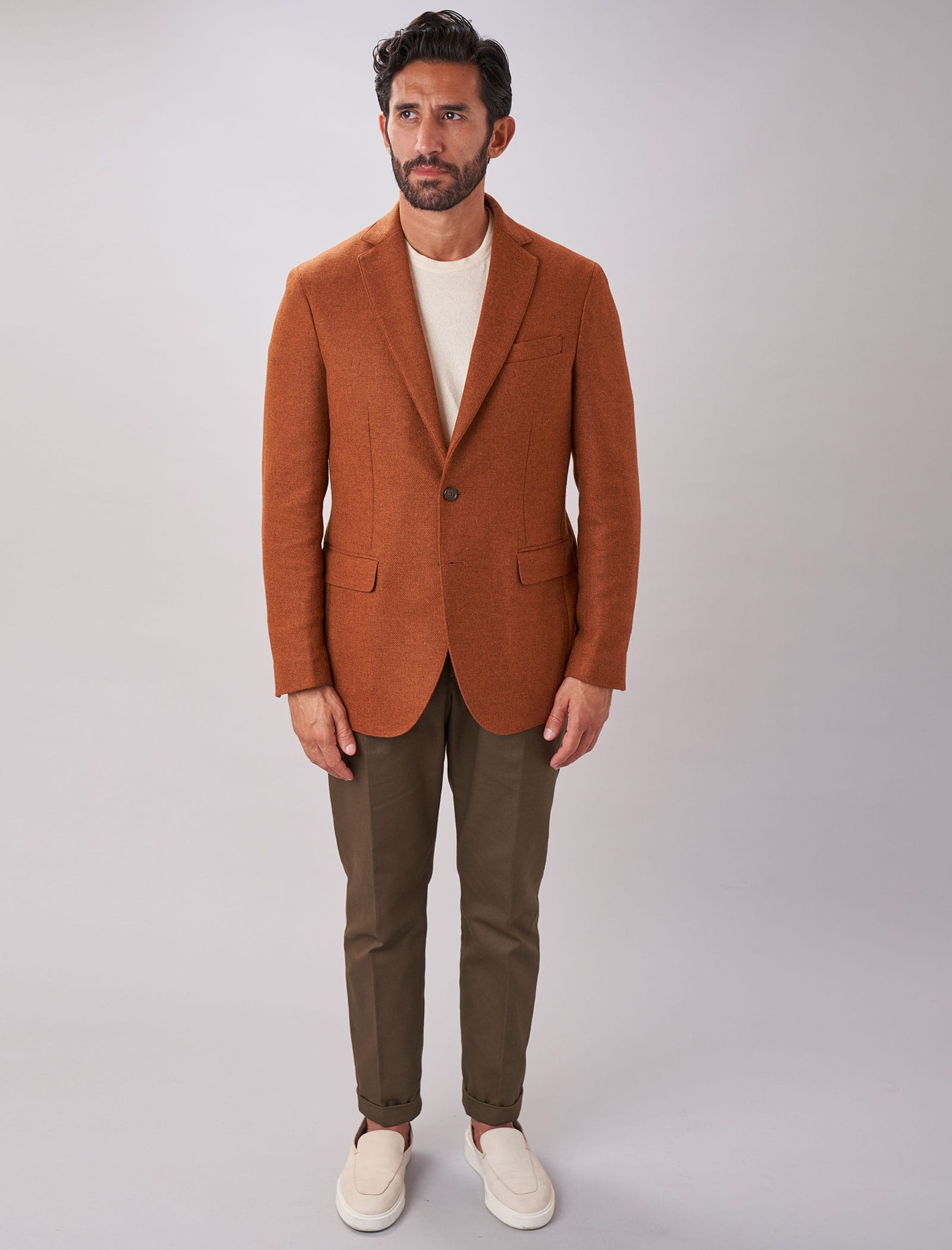 Arezzo Collection - Wool Suit Modern Fit Italian Style 3 Piece in Tan