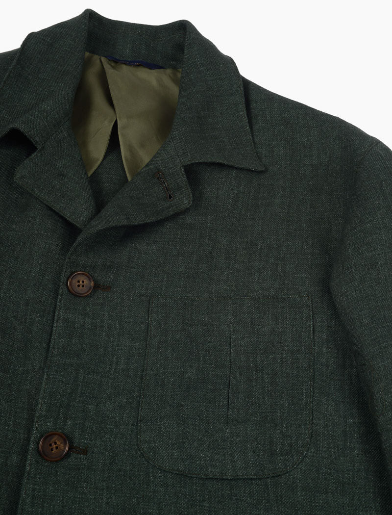 Men's Dark Green Linen Shacket | 40 Colori