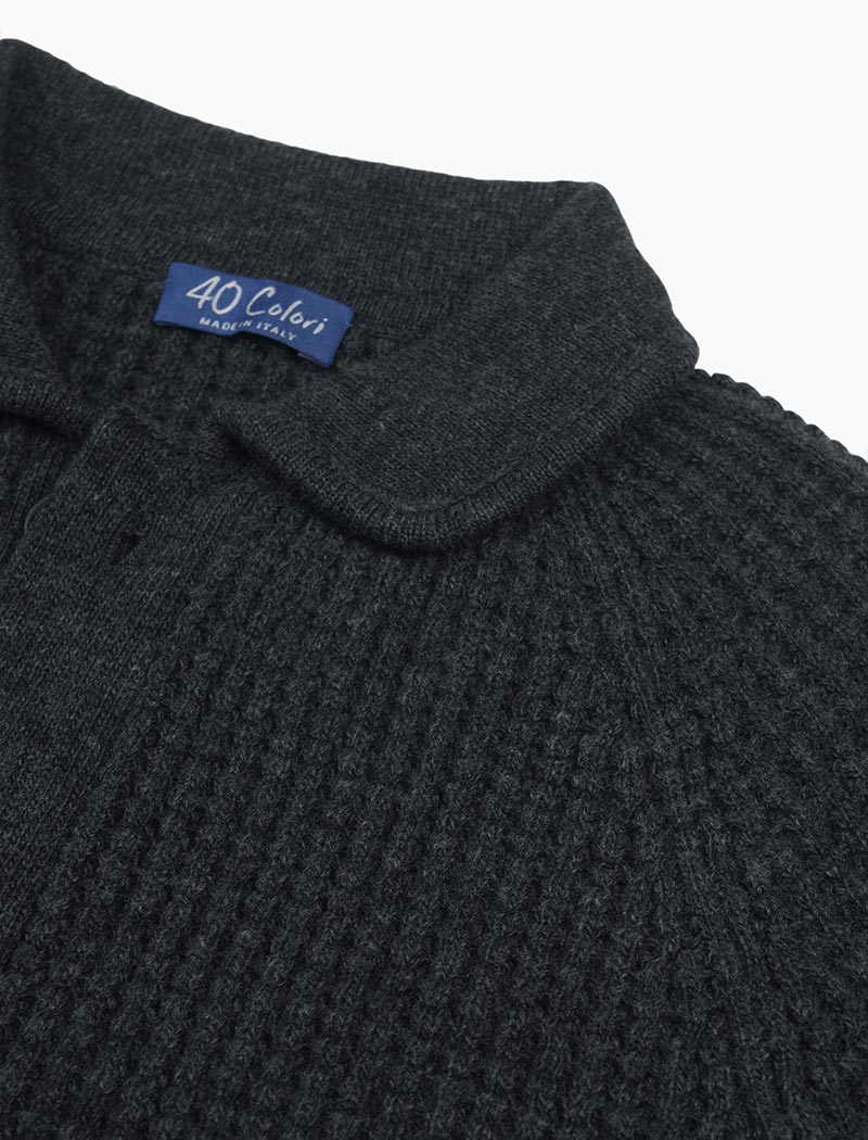 Men's Cashmere Micro Waffle Crew (Charcoal) – CANDY&CAVIAR