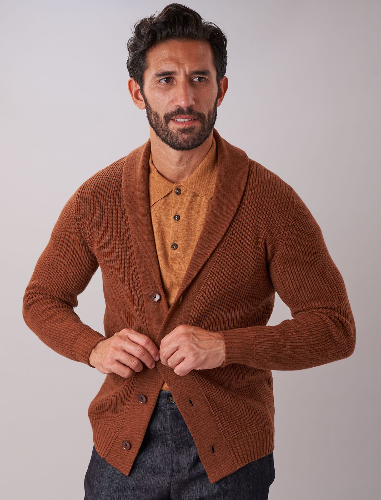 Joseph Turner Whitby Shawl Collar Cardigan - Green