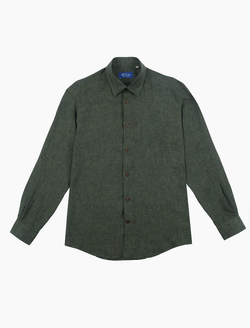 Army Green Cotton Linen Short Sleeve Shirt – JACHS NY