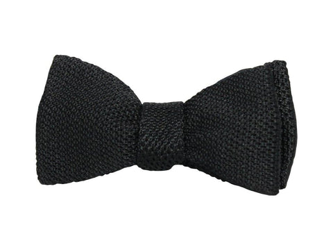 BLACK KNITTED AND WOVEN SILK BUTTERFLY BOW TIE