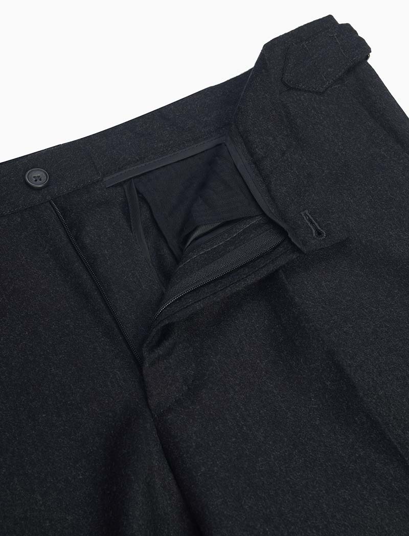 Men's Navy Flannel 90% Wool & 10% Cashmere Slim Trousers - 40 Colori