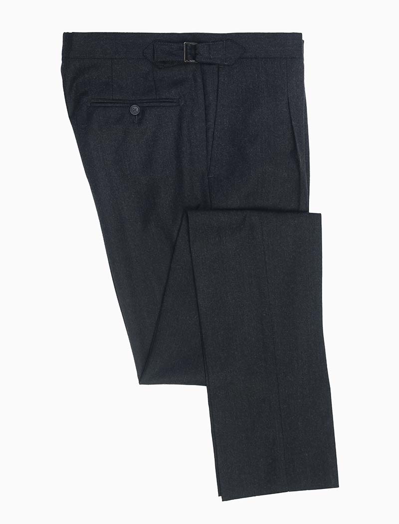 Men's Charcoal Flannel 90% Wool & 10% Cashmere Slim Trousers | 40 Colori