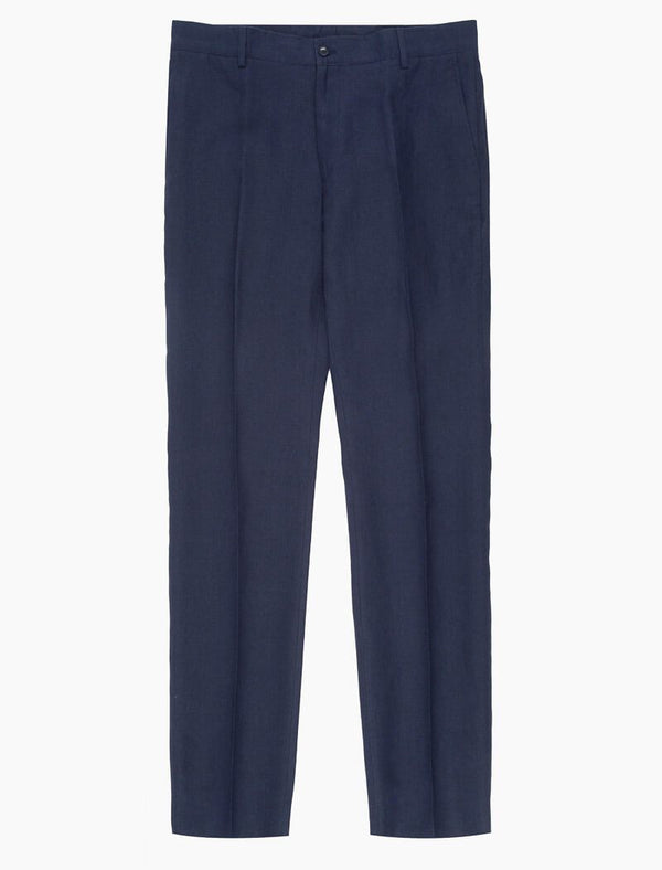 Men's Navy Linen Comfort Trousers | 40 Colori
