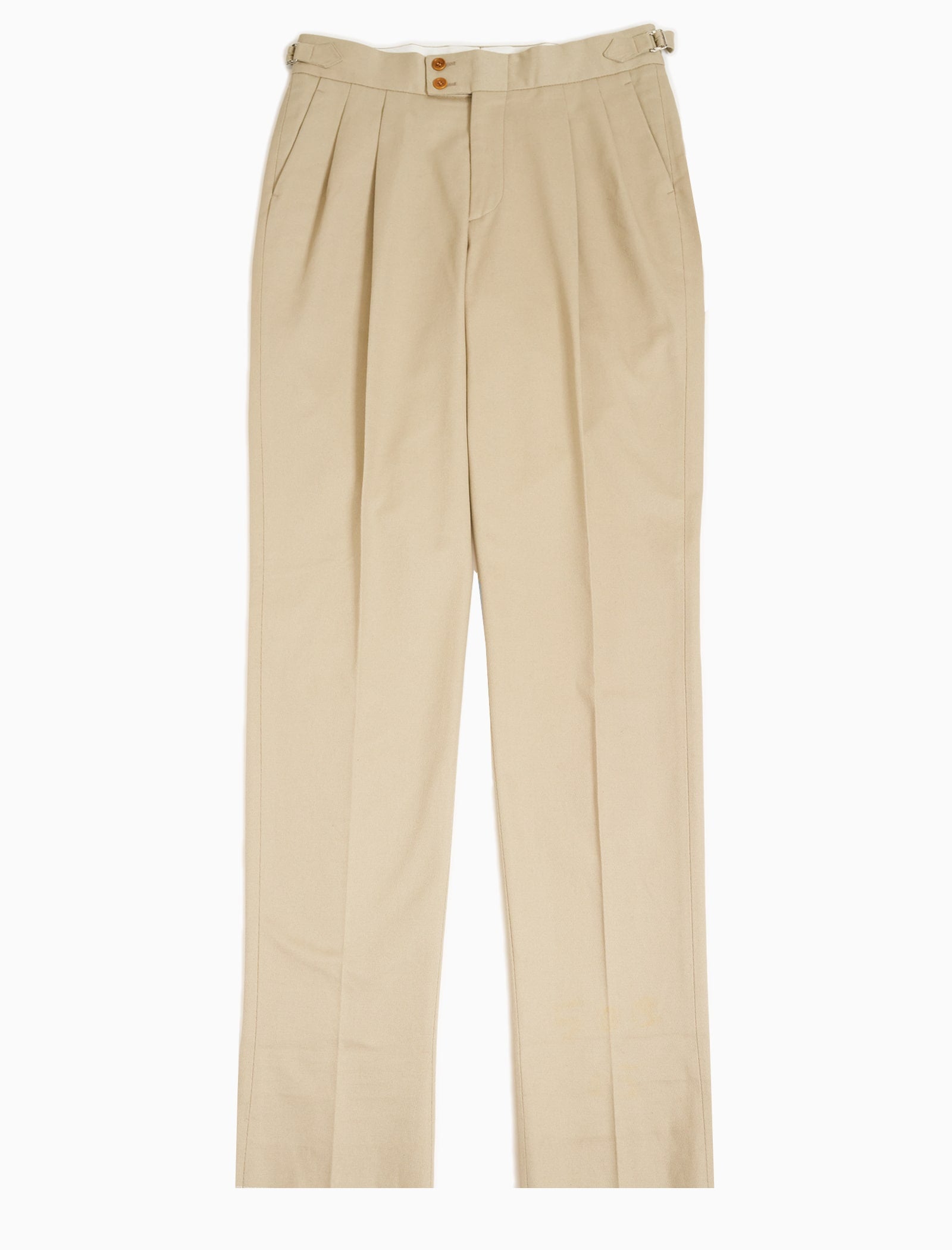 Beige linen high waisted pleated Dress Trousers