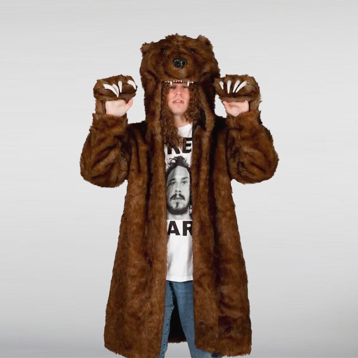 Brown Fur Hooded Workaholics Bear Coat