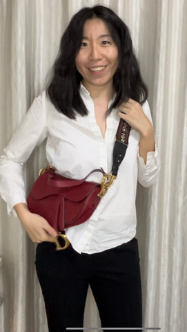 dior saddle bag with strap carried across the body
