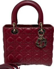 Red lady Dior leather bag