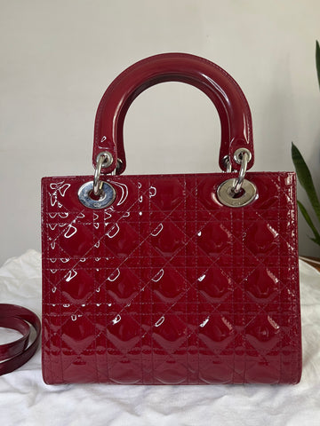 Lady Dior red patent leather