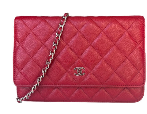 chanel woc red caviar leather
