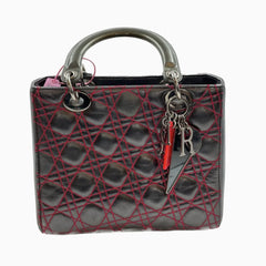 Lady Dior Medium Gunmetal Grey Cannage Lambskin 2011 Limited Edition Handbag