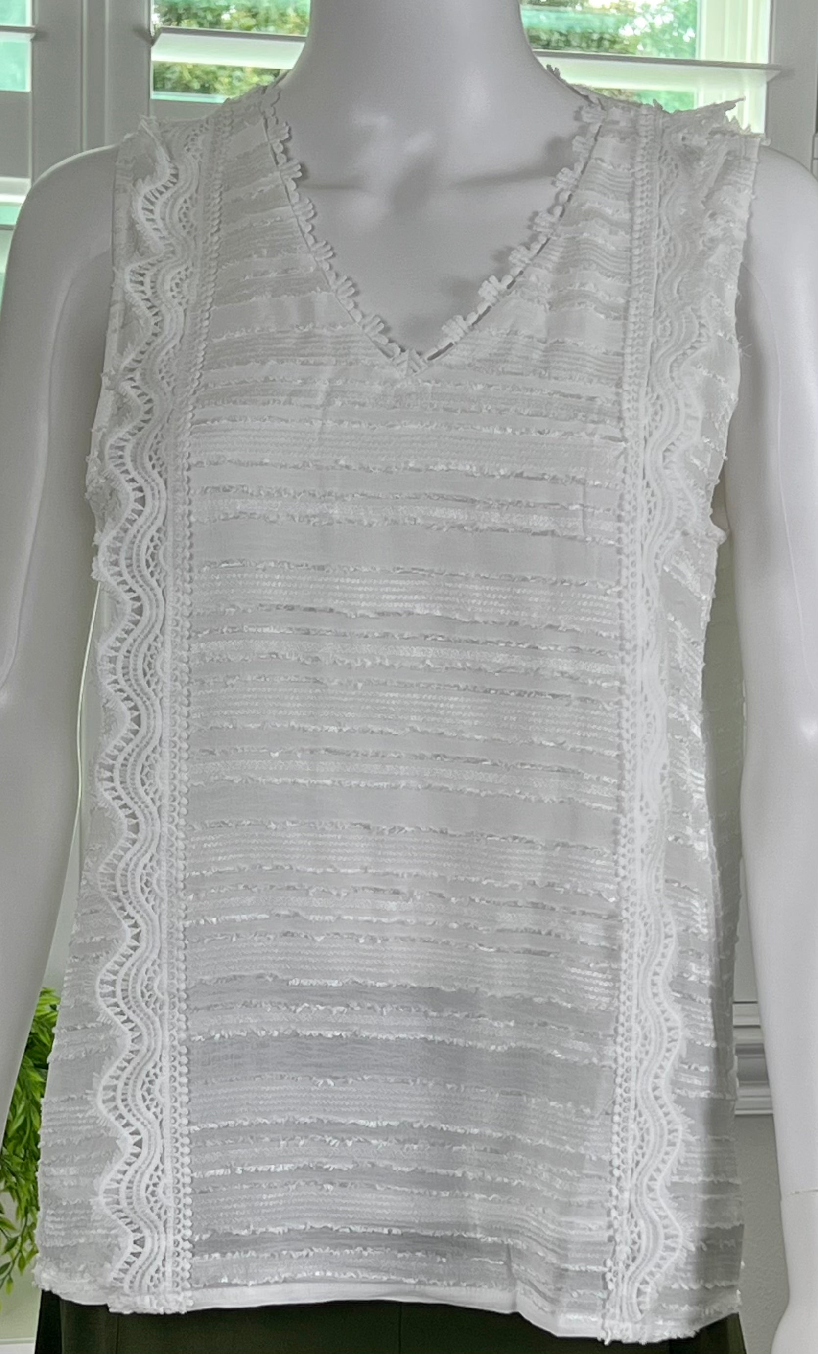 V-Neck Lace Crochet Tank