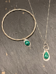Malachite Collection, Necklace, Pendant and Bangle with Charm