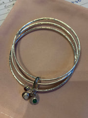 Two Bangles With Birthstone Charms