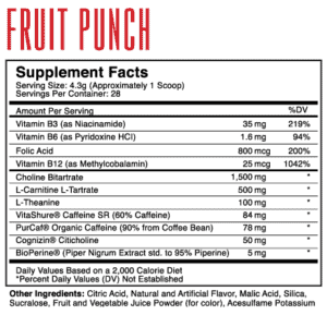 Fruit Punch Chris + Heidi's Boost Shot Supplement Facts