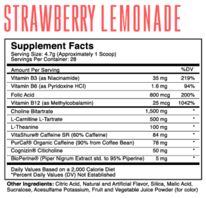 Strawberry Lemonade Chris + Heidi's Boost Shot Supplement Facts