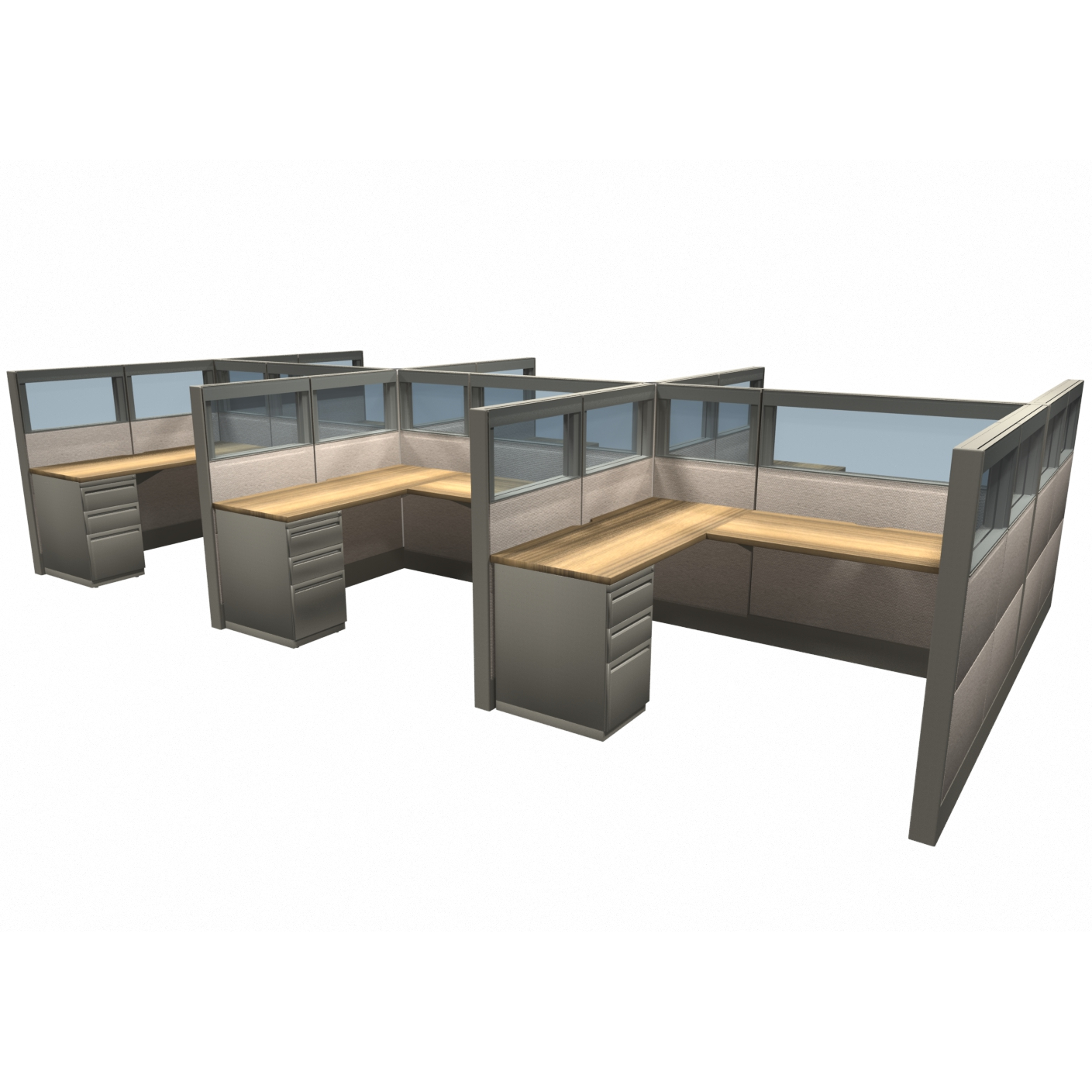 Herman Miller Ethospace Workstation 5' x 6' 54" H with Top Glass Tile, Refurbished - Preowned